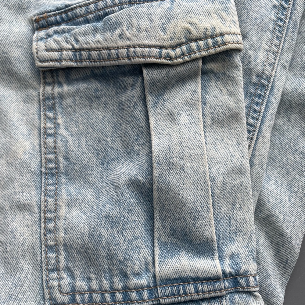 Tall 32”w sz6-8 wide leg H&M Divided distressed look blue jeans cotton cargo - Picture 8 of 8